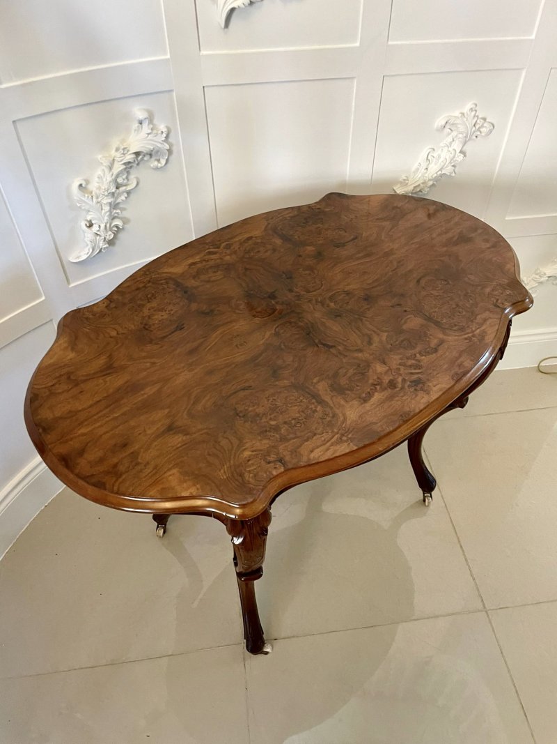 Antique Victorian Quality Freestanding Burr Walnut Centre Table - Image 8
